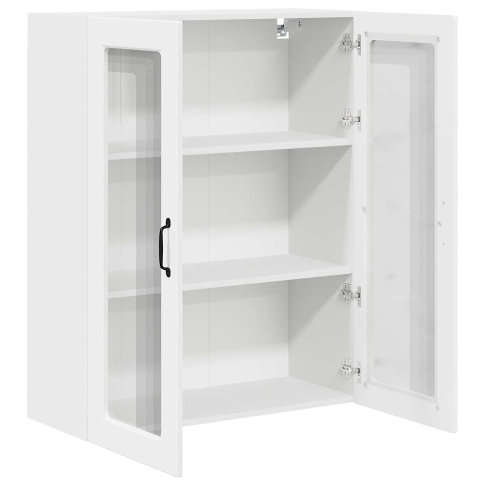 Produktbild för Väggglasförråd PORTO Vit 80 x 31 x 100 cm Konstruerat trä