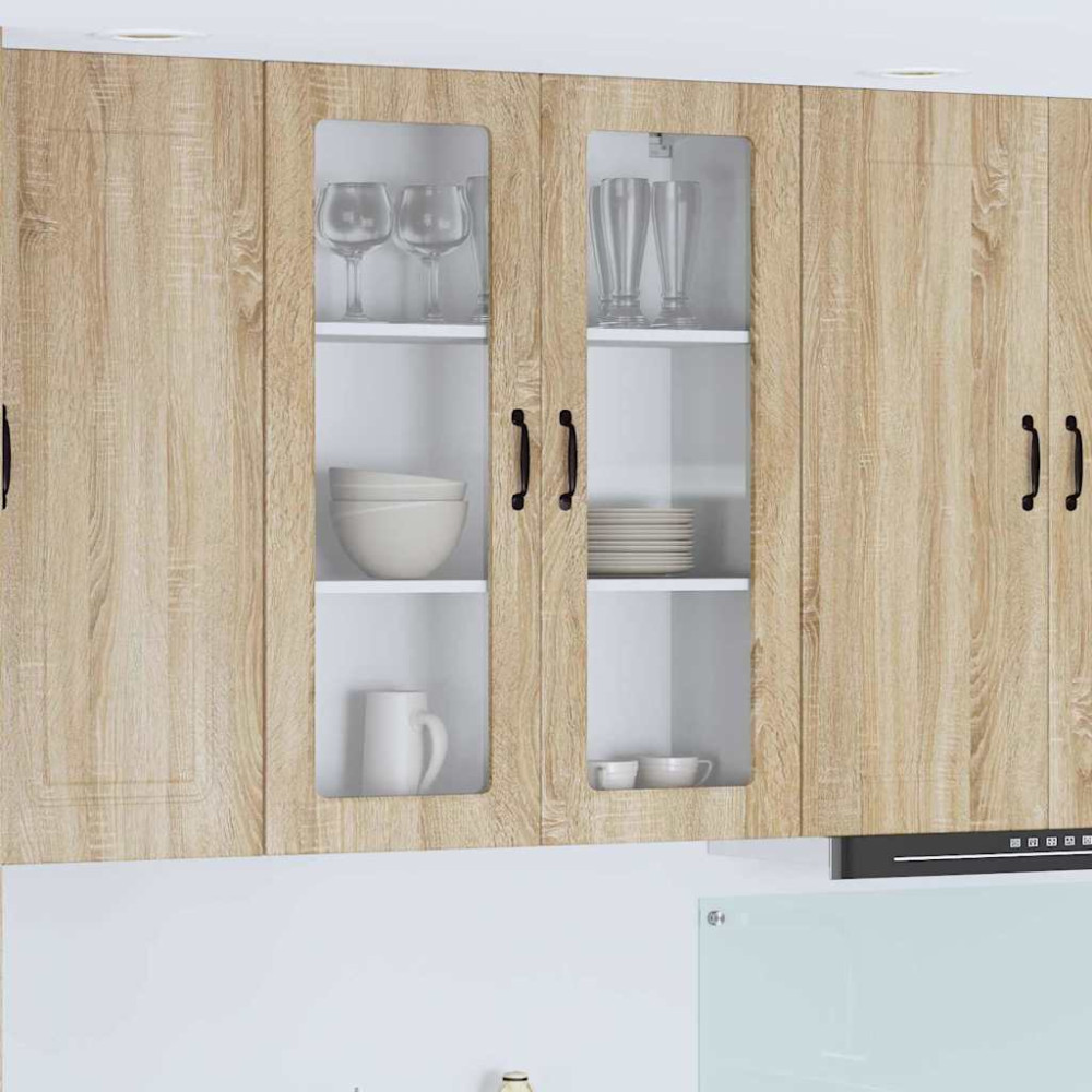 Produktbild för Väggglasförråd PORTO Sonoma-ek 80 x 31 x 100 cm Konstruerat trä