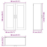 Produktbild för Väggglasförråd PORTO Sonoma-ek 80 x 31 x 100 cm Konstruerat trä