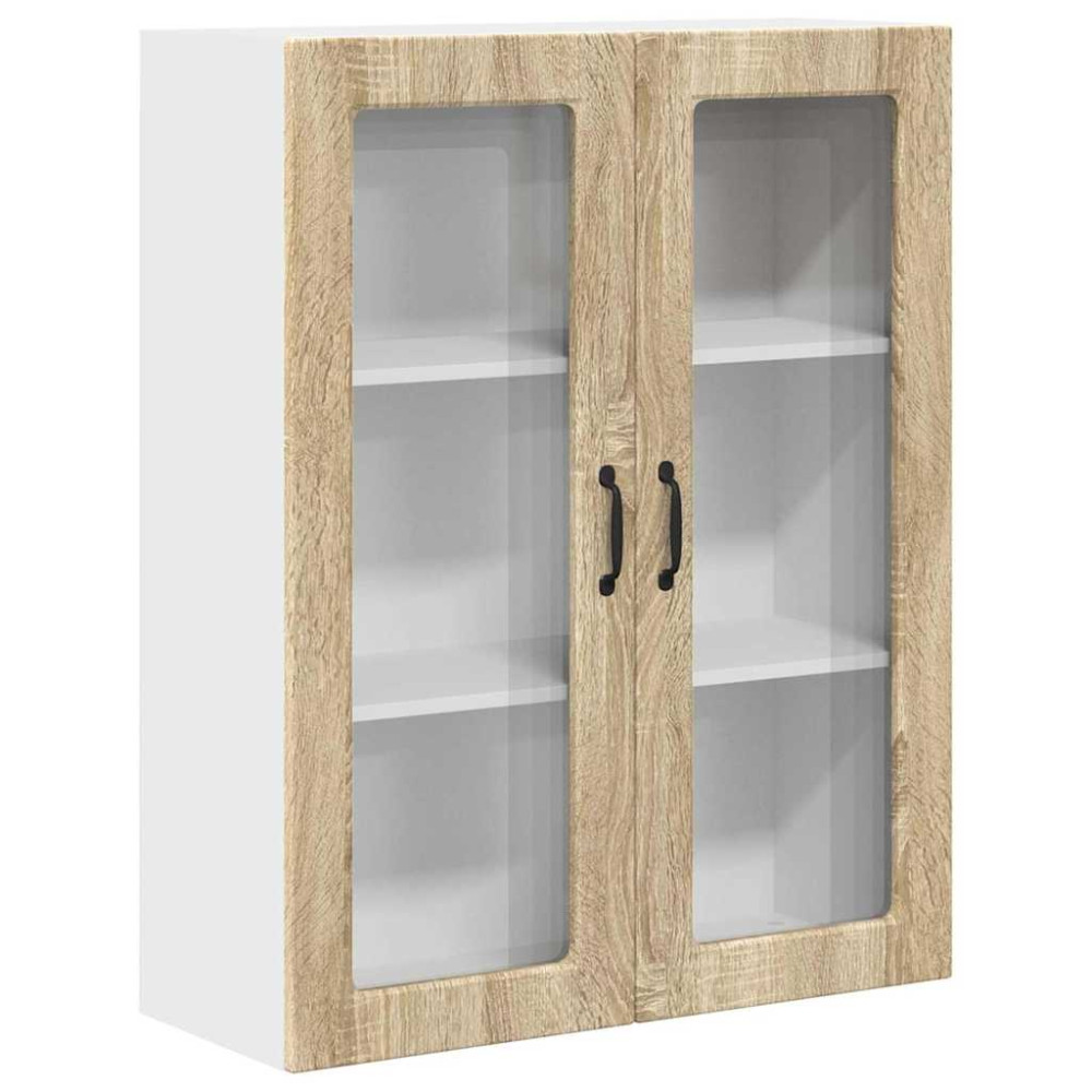 Produktbild för Väggglasförråd PORTO Sonoma-ek 80 x 31 x 100 cm Konstruerat trä