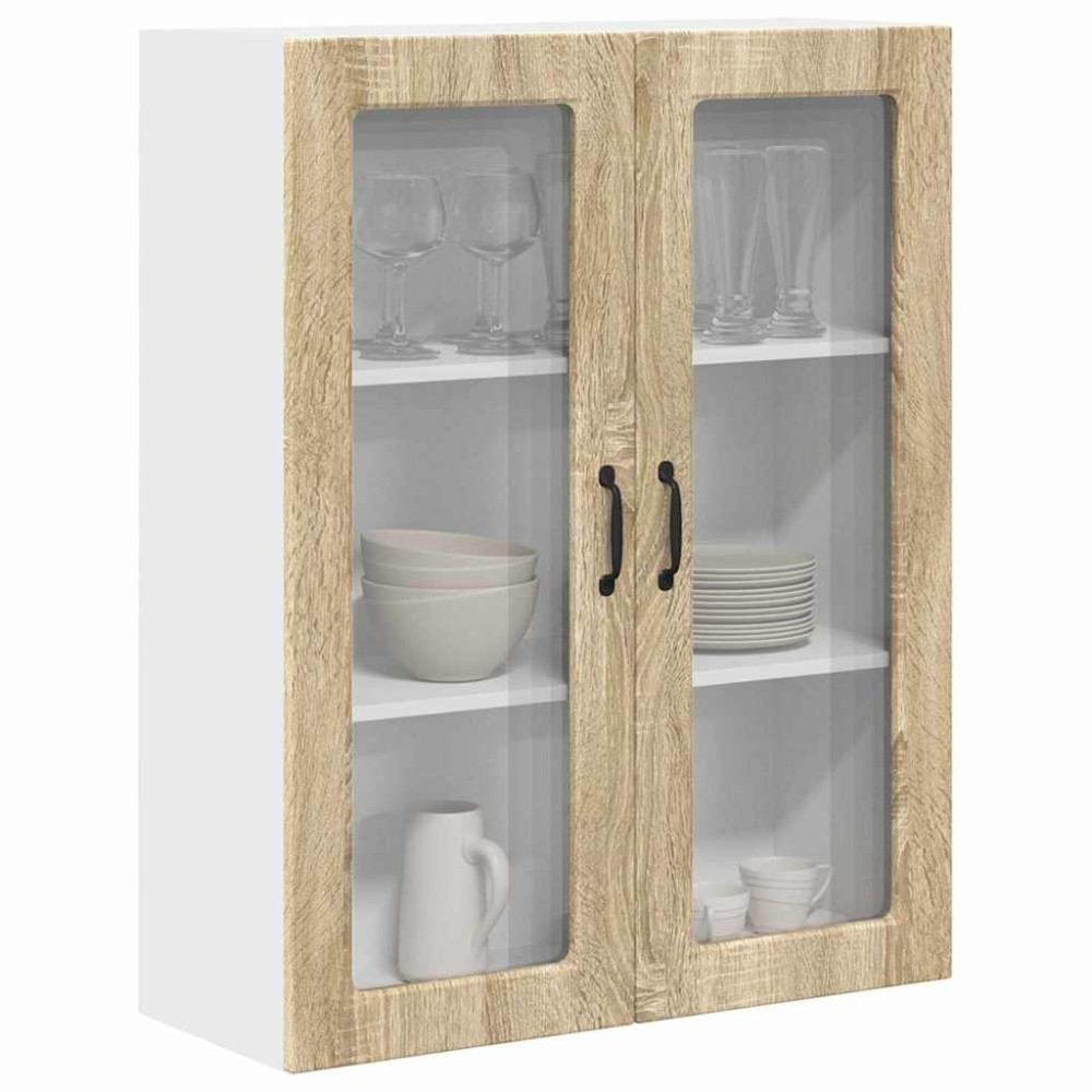 Produktbild för Väggglasförråd PORTO Sonoma-ek 80 x 31 x 100 cm Konstruerat trä