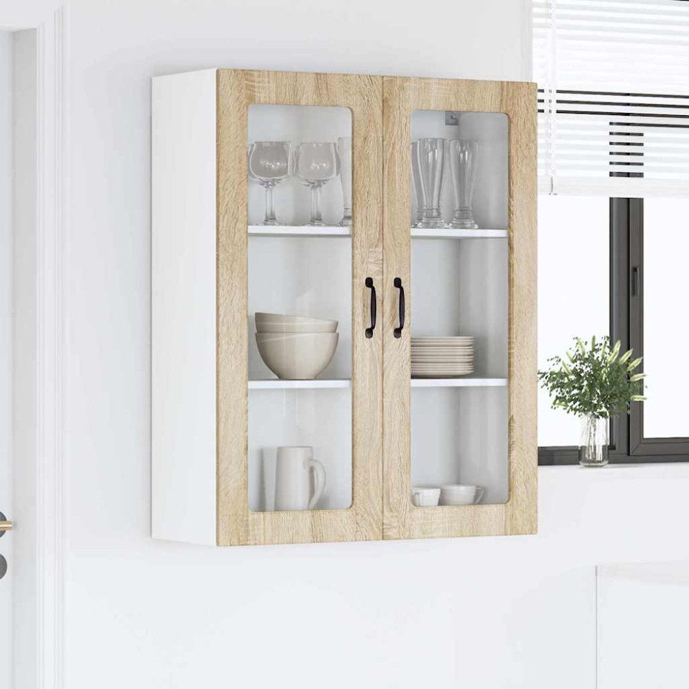 Produktbild för Väggglasförråd PORTO Sonoma-ek 80 x 31 x 100 cm Konstruerat trä