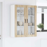 Produktbild för Väggglasförråd PORTO Sonoma-ek 80 x 31 x 100 cm Konstruerat trä