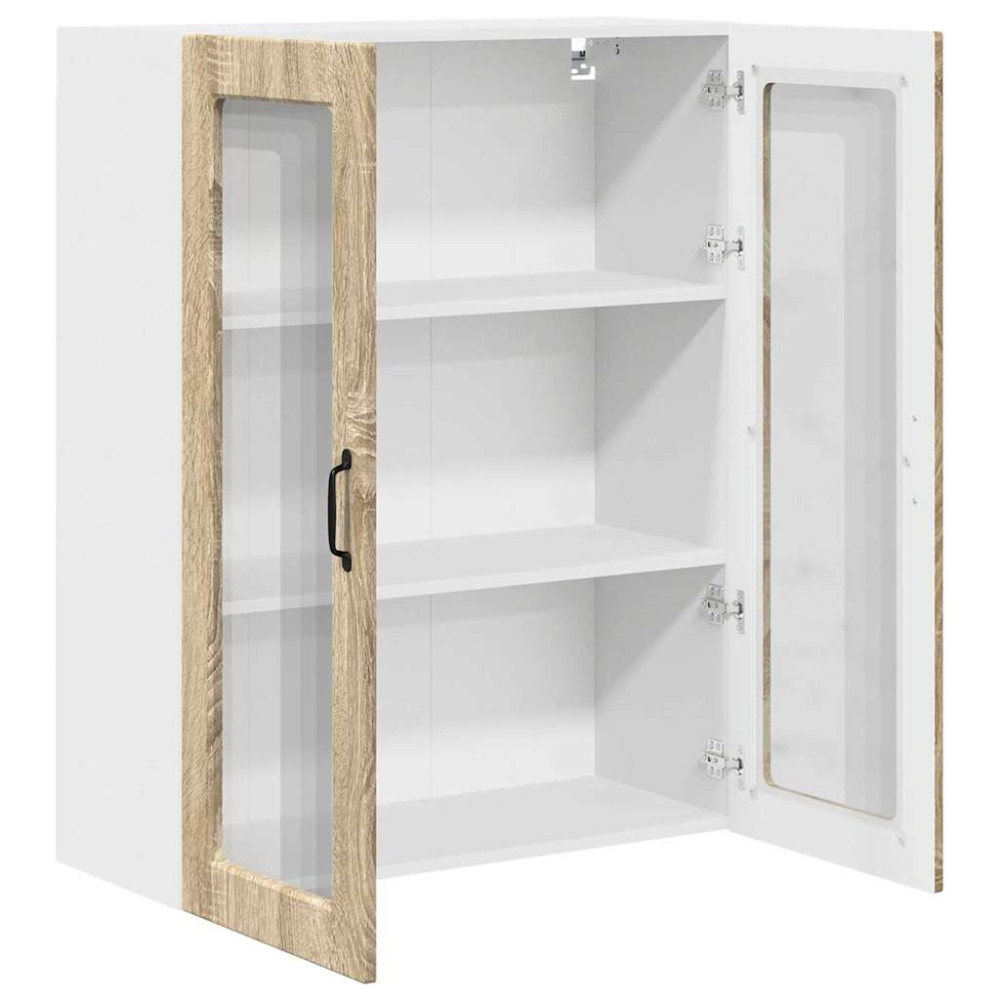 Produktbild för Väggglasförråd PORTO Sonoma-ek 80 x 31 x 100 cm Konstruerat trä