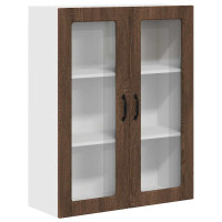 Produktbild för Väggglasförråd PORTO Brun Ek 80 x 31 x 100 cm Konstruerat trä