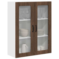 Produktbild för Väggglasförråd PORTO Brun Ek 80 x 31 x 100 cm Konstruerat trä
