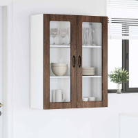 Produktbild för Väggglasförråd PORTO Brun Ek 80 x 31 x 100 cm Konstruerat trä