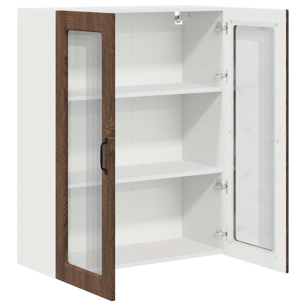 Produktbild för Väggglasförråd PORTO Brun Ek 80 x 31 x 100 cm Konstruerat trä