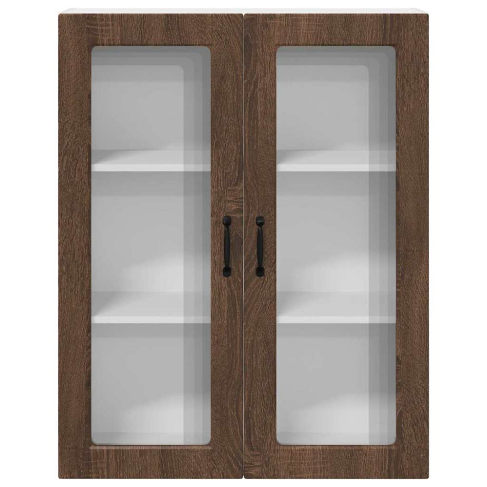Produktbild för Väggglasförråd PORTO Brun Ek 80 x 31 x 100 cm Konstruerat trä