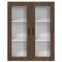 Produktbild för Väggglasförråd PORTO Brun Ek 80 x 31 x 100 cm Konstruerat trä