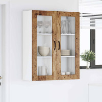 Produktbild för Väggglasförråd PORTO Gammalt trä 80 x 31 x 100 cm