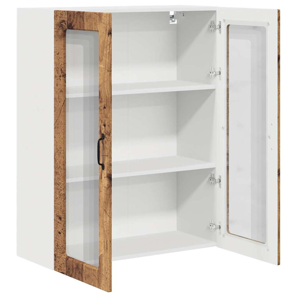 Produktbild för Väggglasförråd PORTO Gammalt trä 80 x 31 x 100 cm