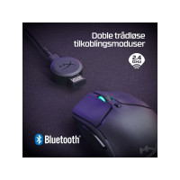 Produktbild för HyperX Pulsefire Haste 2 - mus - 2.4 GHz, Bluetooth 5.0, USB - vit