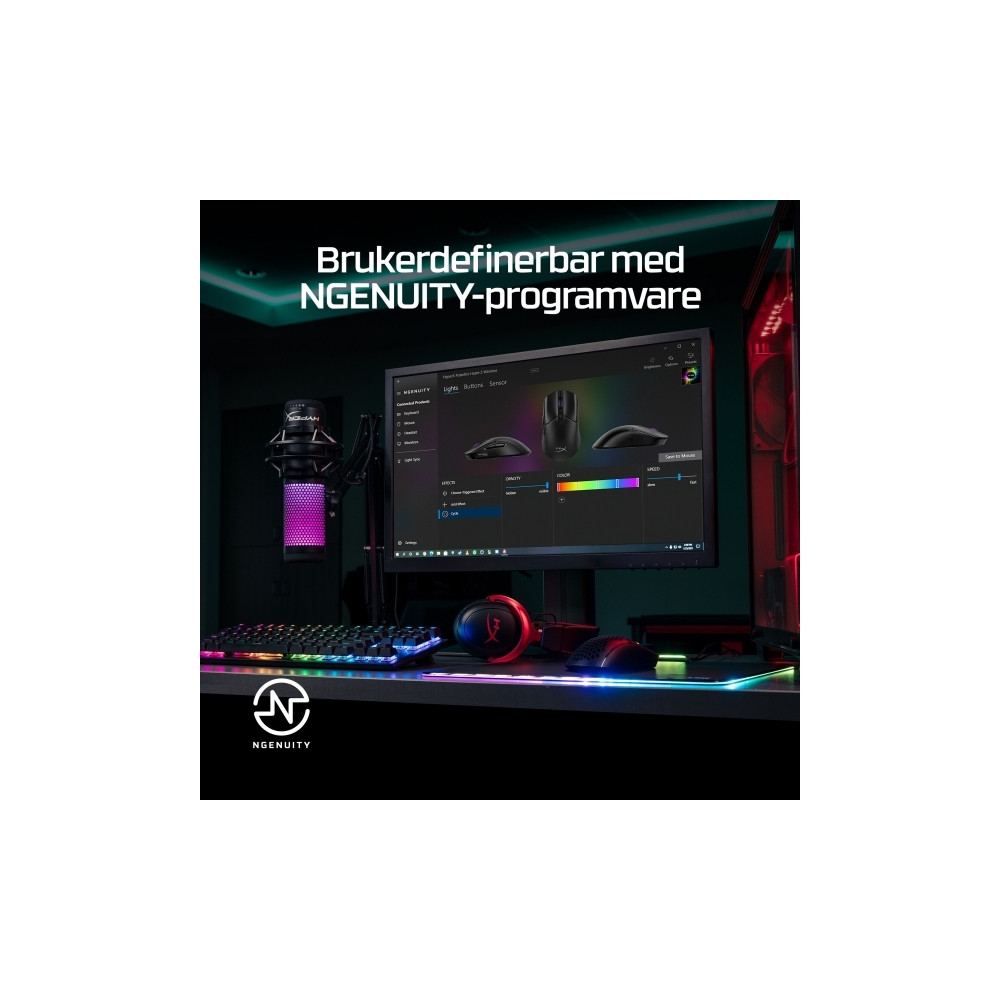 Produktbild för HyperX Pulsefire Haste 2 - mus - 2.4 GHz, Bluetooth 5.0, USB - vit