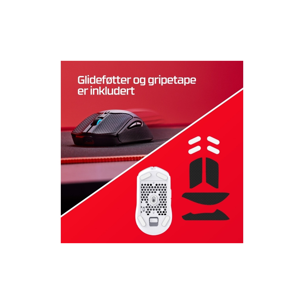 Produktbild för HyperX Pulsefire Haste 2 - mus - 2.4 GHz, Bluetooth 5.0, USB - vit