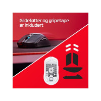 Produktbild för HyperX Pulsefire Haste 2 - mus - 2.4 GHz, Bluetooth 5.0, USB - vit