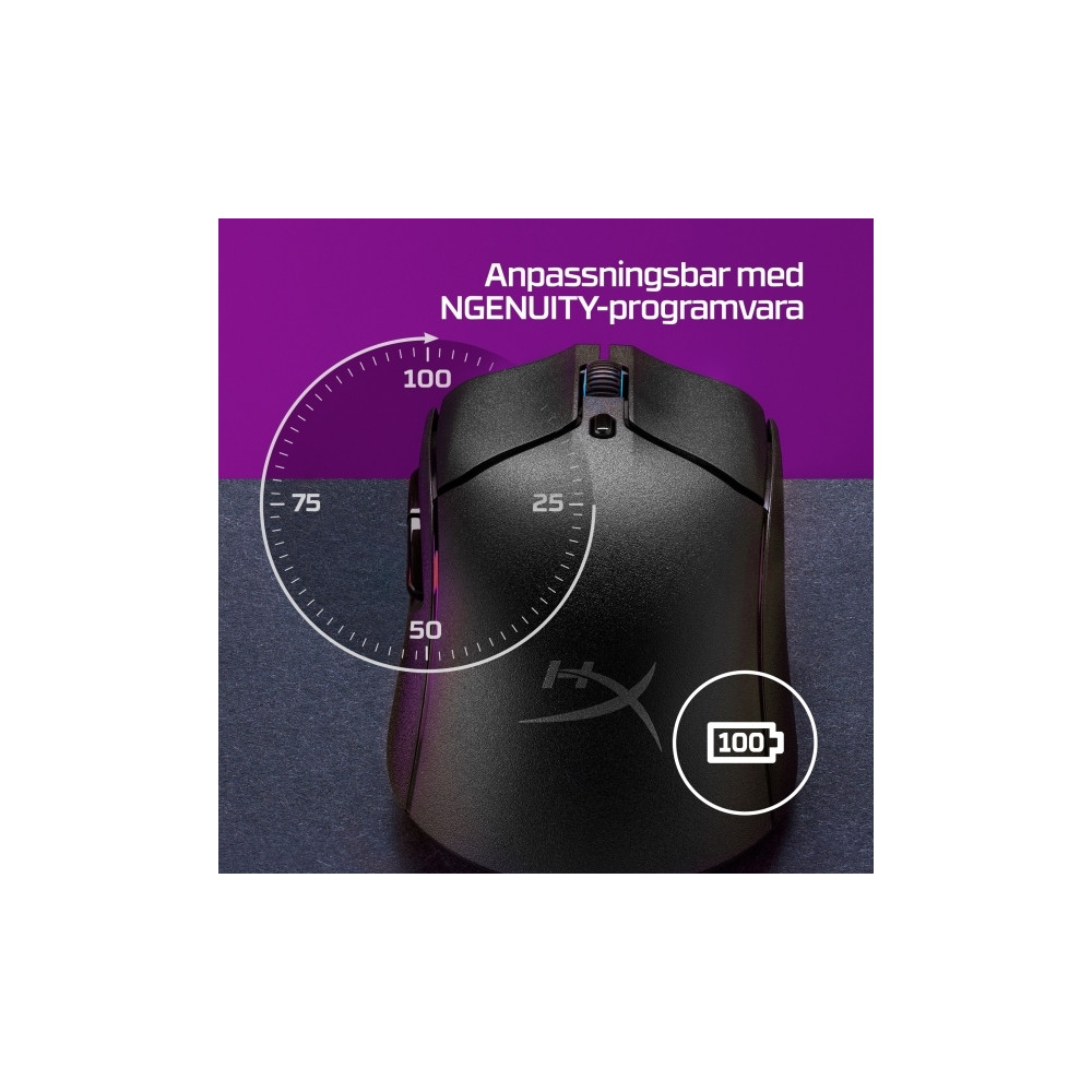 Produktbild för HyperX Pulsefire Haste 2 - mus - 2.4 GHz, Bluetooth 5.0, USB - vit