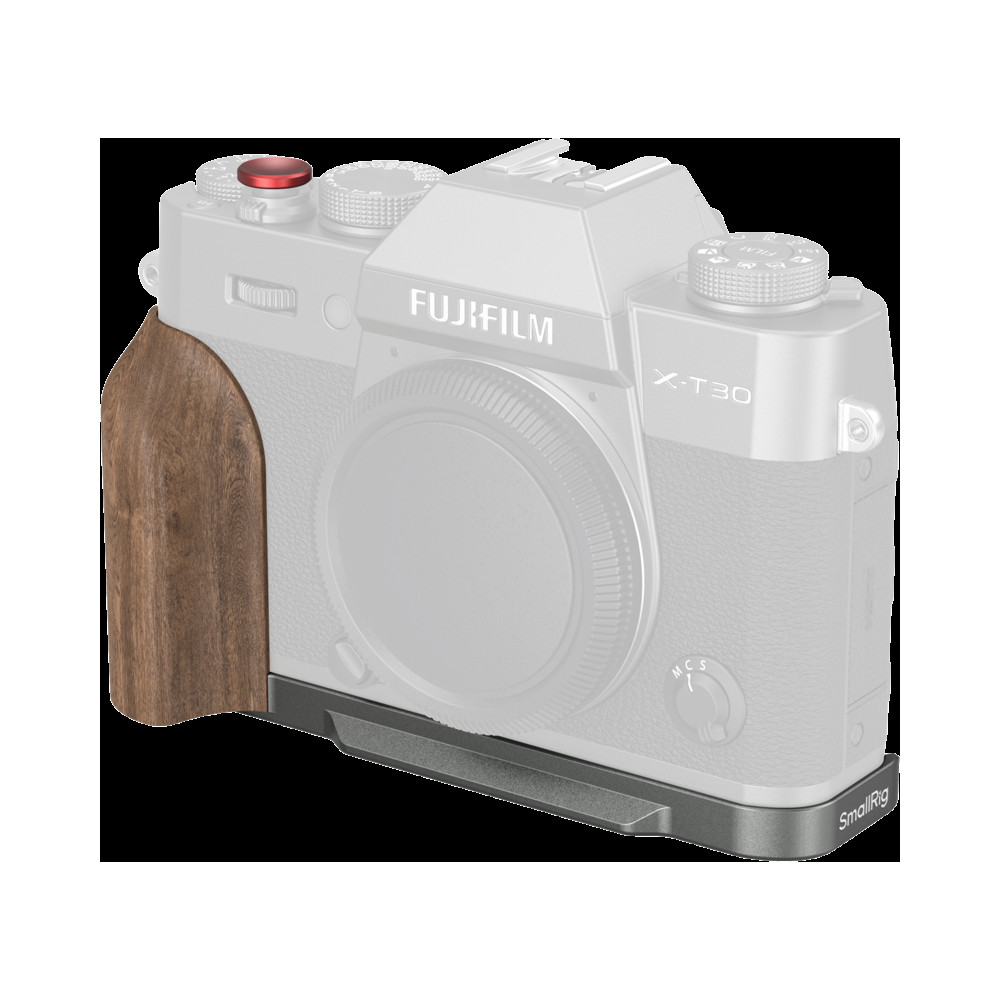 Produktbild för SmallRig 5668 L-Shaped Mount Plate w Wooden Handle for FUJIFILM X-T30 / T30 II / T30 III Charcoal