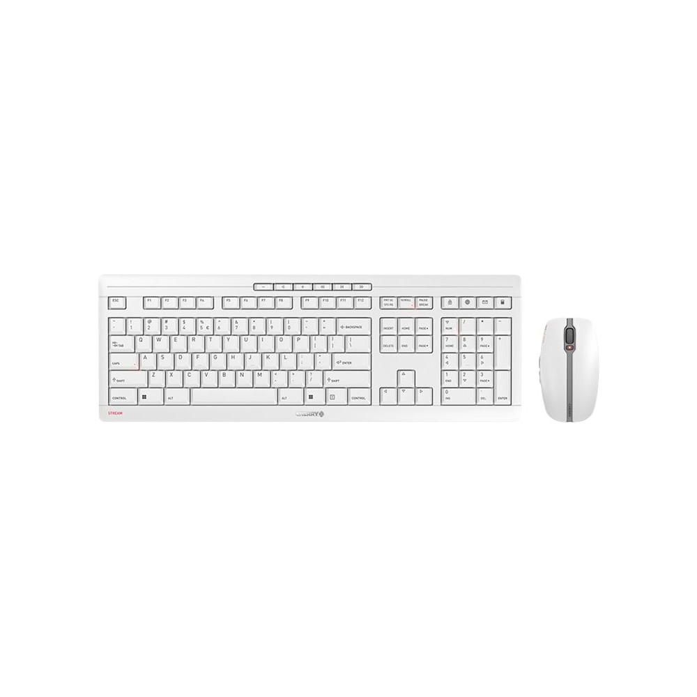 Produktbild för CHERRY STREAM DESKTOP - sats med tangentbord och mus - USA med eurosymbol - blekgrå Inmatningsenhet
