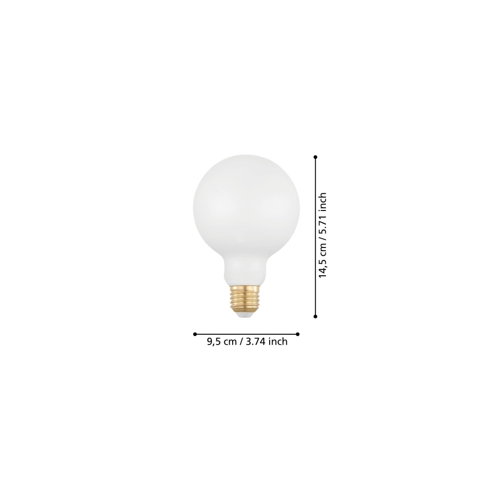 Produktbild för Eglo - LED-glödlampa med filament - form: G95 - E27 - 6 W - varmt vitt ljus - 2700 K - boll