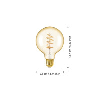 Produktbild för Eglo - LED-glödlampa med filament - form: G95 - E27 - 4 W - varmt vitt ljus - 2200 K