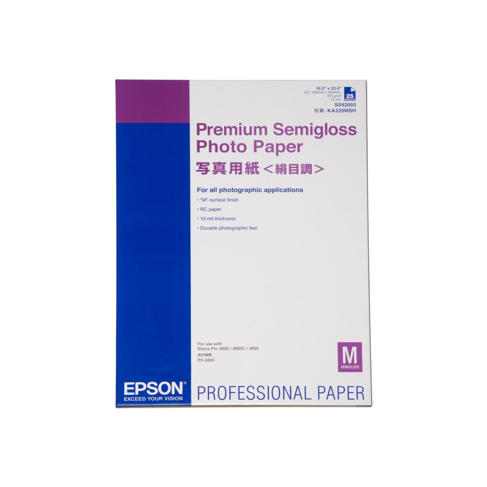 Produktbild för Epson Premium Semigloss Photo Paper - fotopapper - halvblank - 25 ark - A2 - 251 g/m²