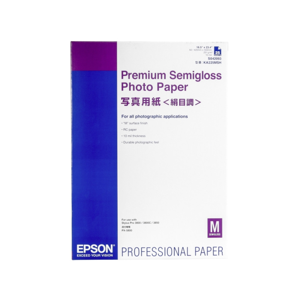 Produktbild för Epson Premium Semigloss Photo Paper - fotopapper - halvblank - 25 ark - A2 - 251 g/m²