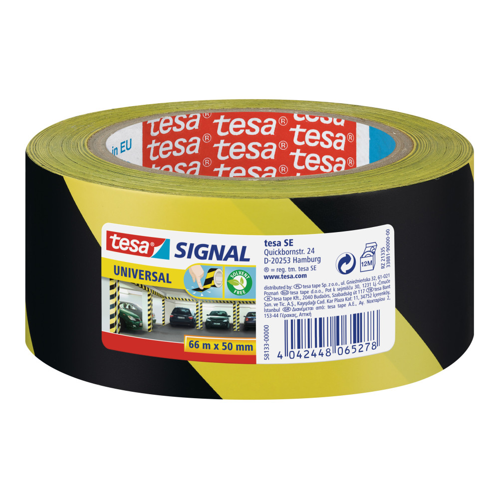 Produktbild för Tesa Signal Universal markeringstejp - 50 mm x 66 m - svart, gul