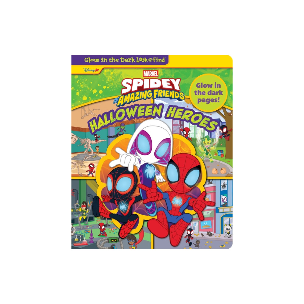 Produktbild för Disney Junior Marvel Spidey and His Amazing Friends: Halloween Heroes Glow in the Dark Look and Find (bok, board book, eng)