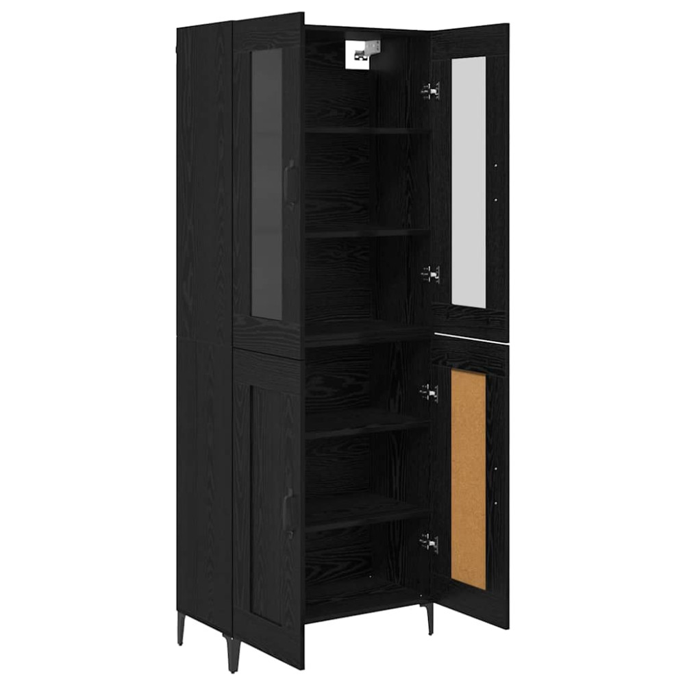 Produktbild för Skåp Svart Ek 69,5 x 34 x 180 cm Konstruerat trä