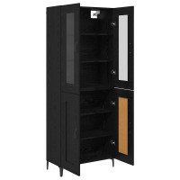 Produktbild för Skåp Svart Ek 69,5 x 34 x 180 cm Konstruerat trä