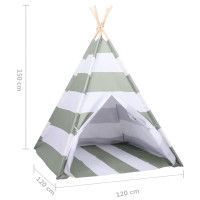 Produktbild för Barnstält Randig Grå och Vit 120 x 120 x 150 cm Massiv furu