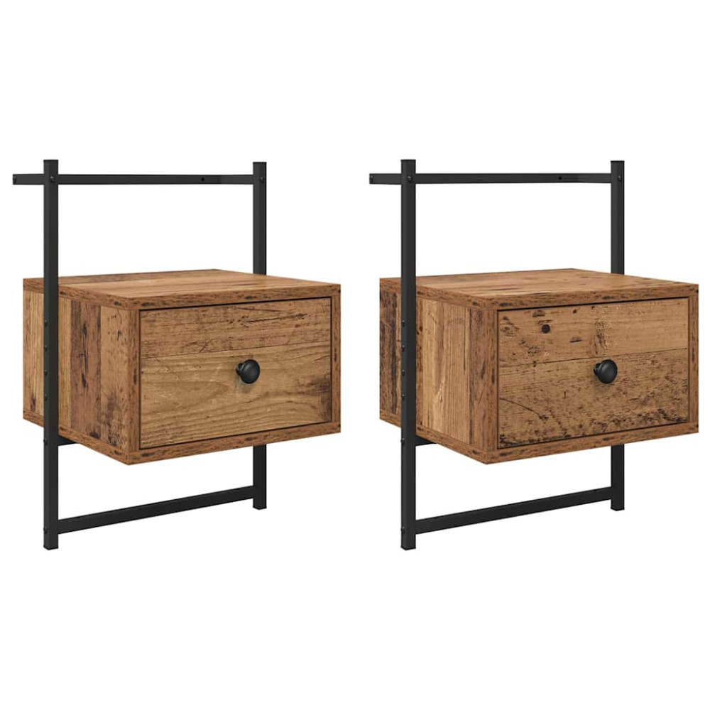 Produktbild för Nattduksbord 2 pcs Gammalt trä 35 x 30 x 51 cm Konstruerat trä