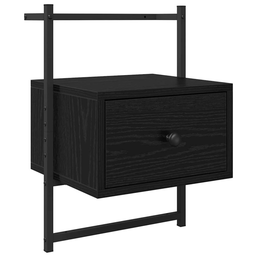 Produktbild för Nattduksbord med låda Svart Ek 35 x 30 x 51 cm Konstruerat trä