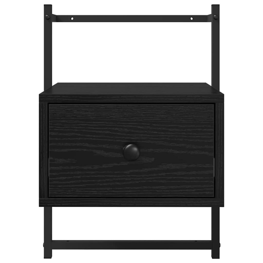 Produktbild för Nattduksbord med låda Svart Ek 35 x 30 x 51 cm Konstruerat trä