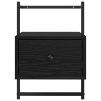 Produktbild för Nattduksbord med låda Svart Ek 35 x 30 x 51 cm Konstruerat trä