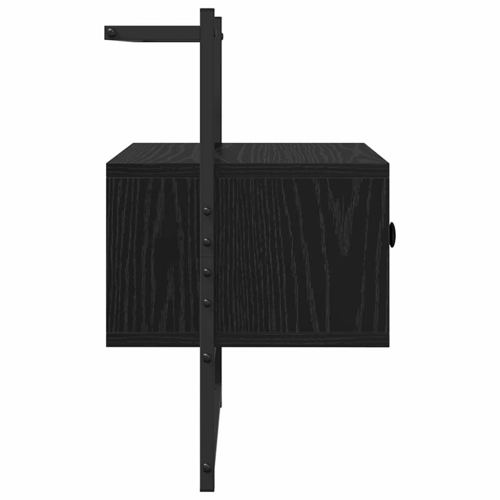 Produktbild för Nattduksbord med låda Svart Ek 35 x 30 x 51 cm Konstruerat trä