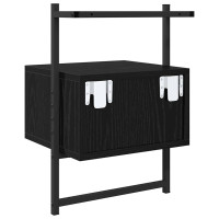 Produktbild för Nattduksbord med låda Svart Ek 35 x 30 x 51 cm Konstruerat trä