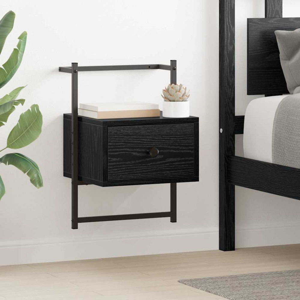 Produktbild för Nattduksbord 2 pcs Svart Ek 35 x 30 x 51 cm Konstruerat trä