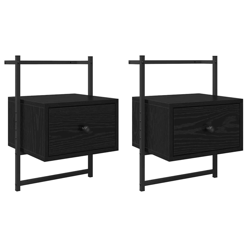 Produktbild för Nattduksbord 2 pcs Svart Ek 35 x 30 x 51 cm Konstruerat trä