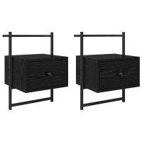 Produktbild för Nattduksbord 2 pcs Svart Ek 35 x 30 x 51 cm Konstruerat trä