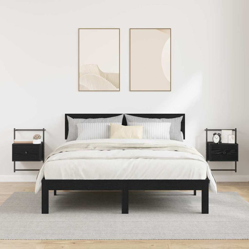 Produktbild för Nattduksbord 2 pcs Svart Ek 35 x 30 x 51 cm Konstruerat trä
