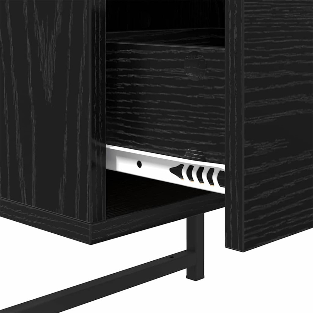 Produktbild för Nattduksbord 2 pcs Svart Ek 35 x 30 x 51 cm Konstruerat trä