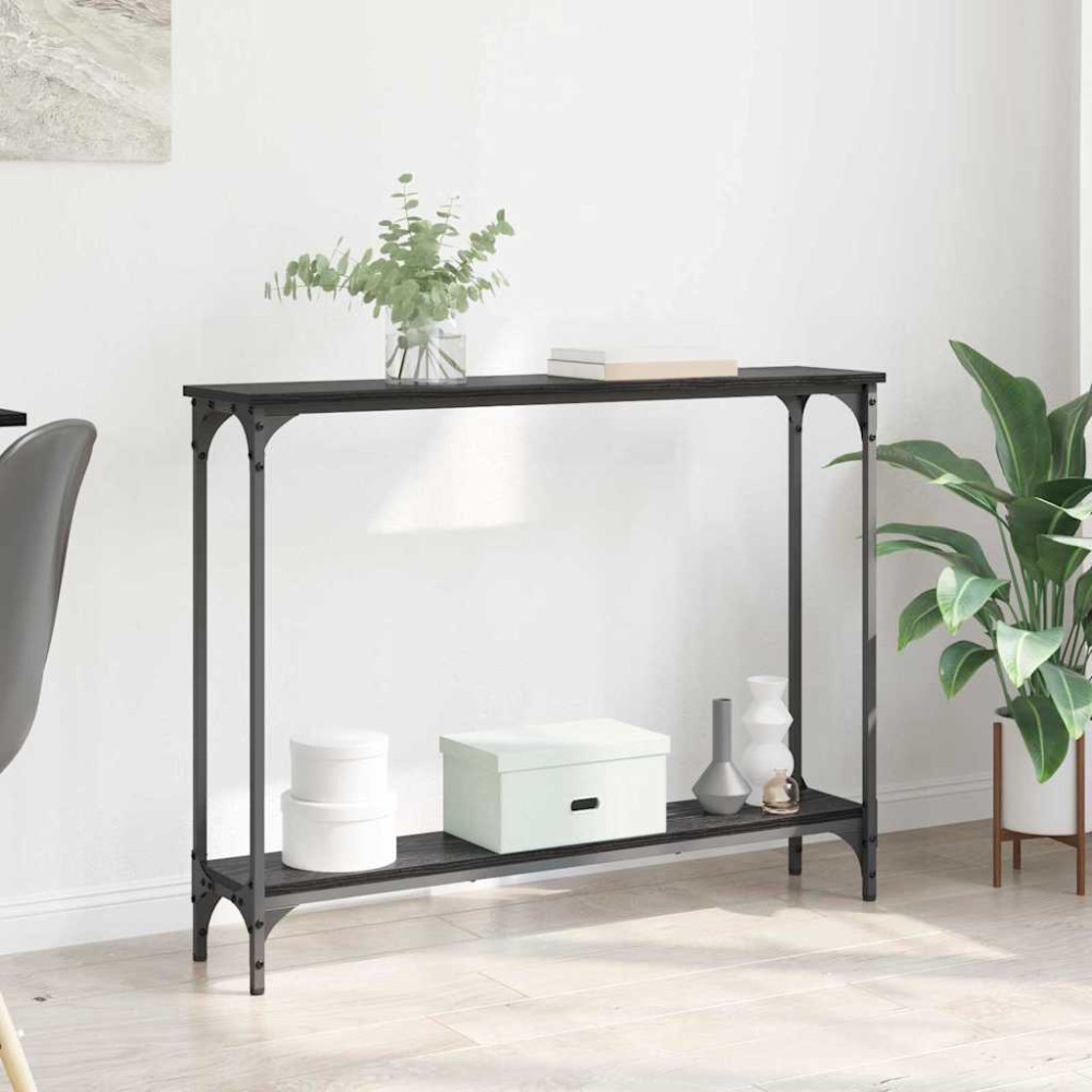Produktbild för Konsolbord Svart Ek 100 x 22,5 x 75 cm Konstruerat trä