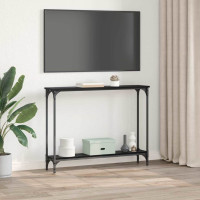 Produktbild för Konsolbord Svart Ek 100 x 22,5 x 75 cm Konstruerat trä