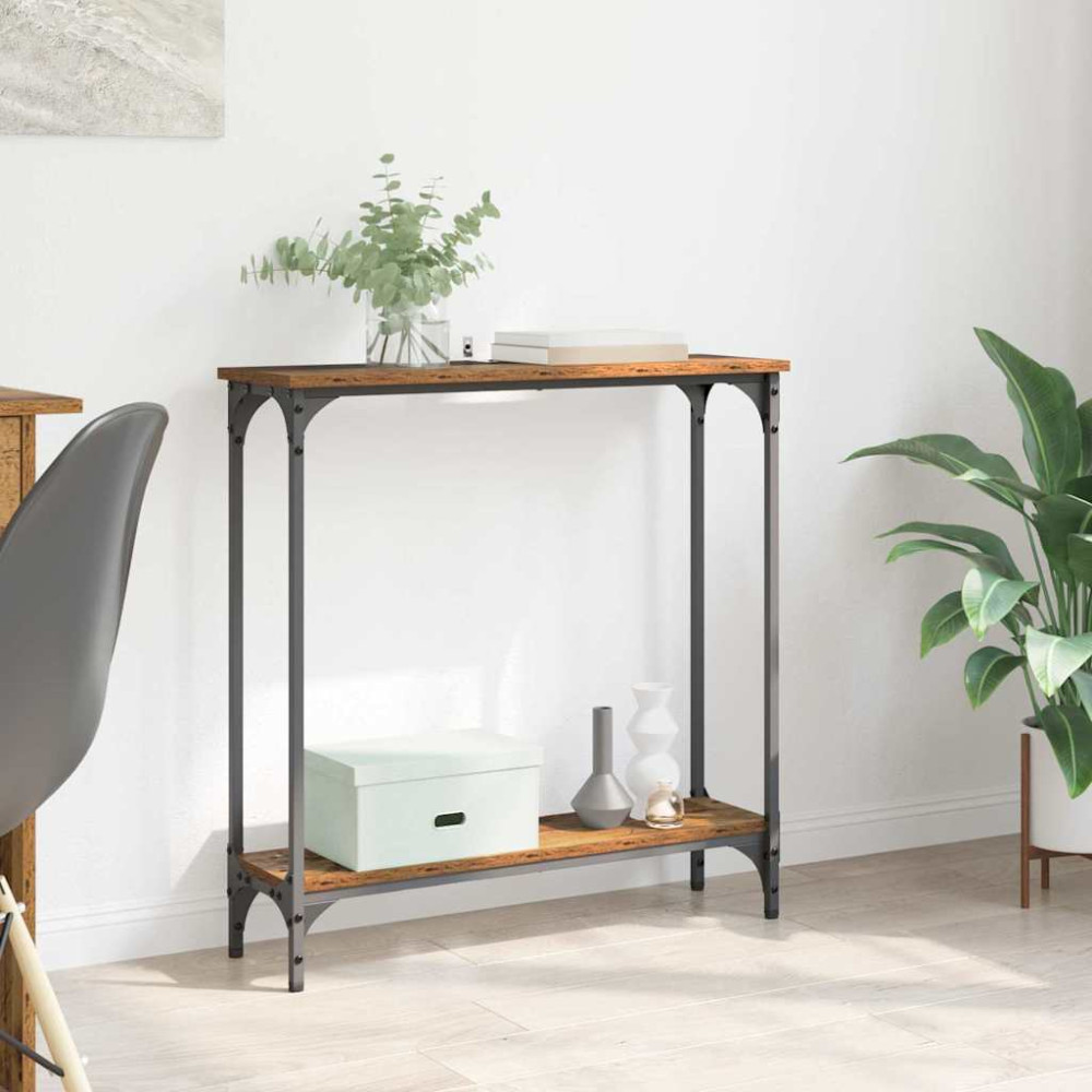 Produktbild för Konsolbord Gammalt trä 75 x 22,5 x 75 cm Konstruerat trä