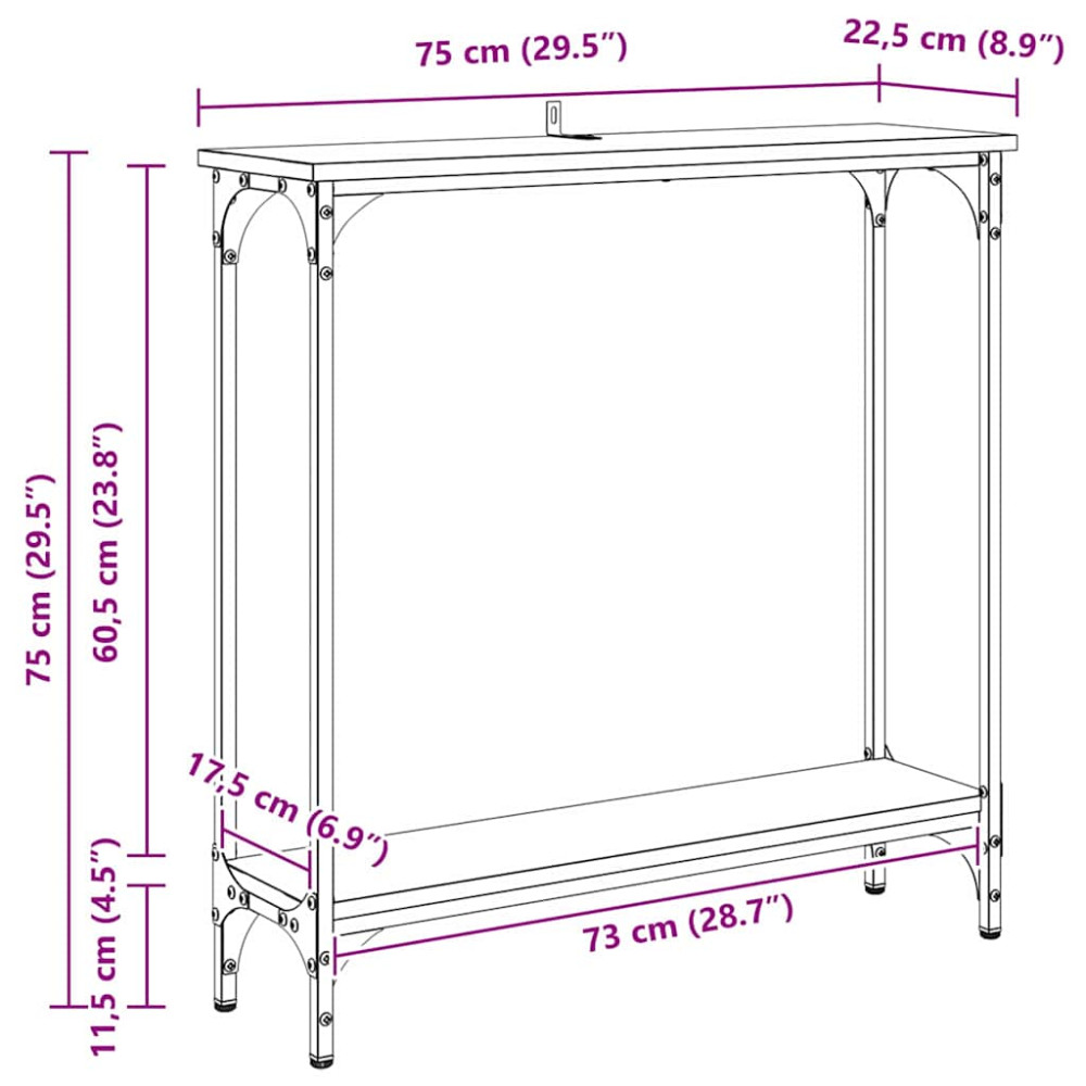 Produktbild för Konsolbord Gammalt trä 75 x 22,5 x 75 cm Konstruerat trä