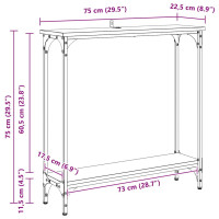 Produktbild för Konsolbord med hylla Svart Ek 75 x 22,5 x 75 cm Konstruerat trä