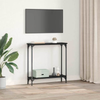 Produktbild för Konsolbord med hylla Svart Ek 75 x 22,5 x 75 cm Konstruerat trä