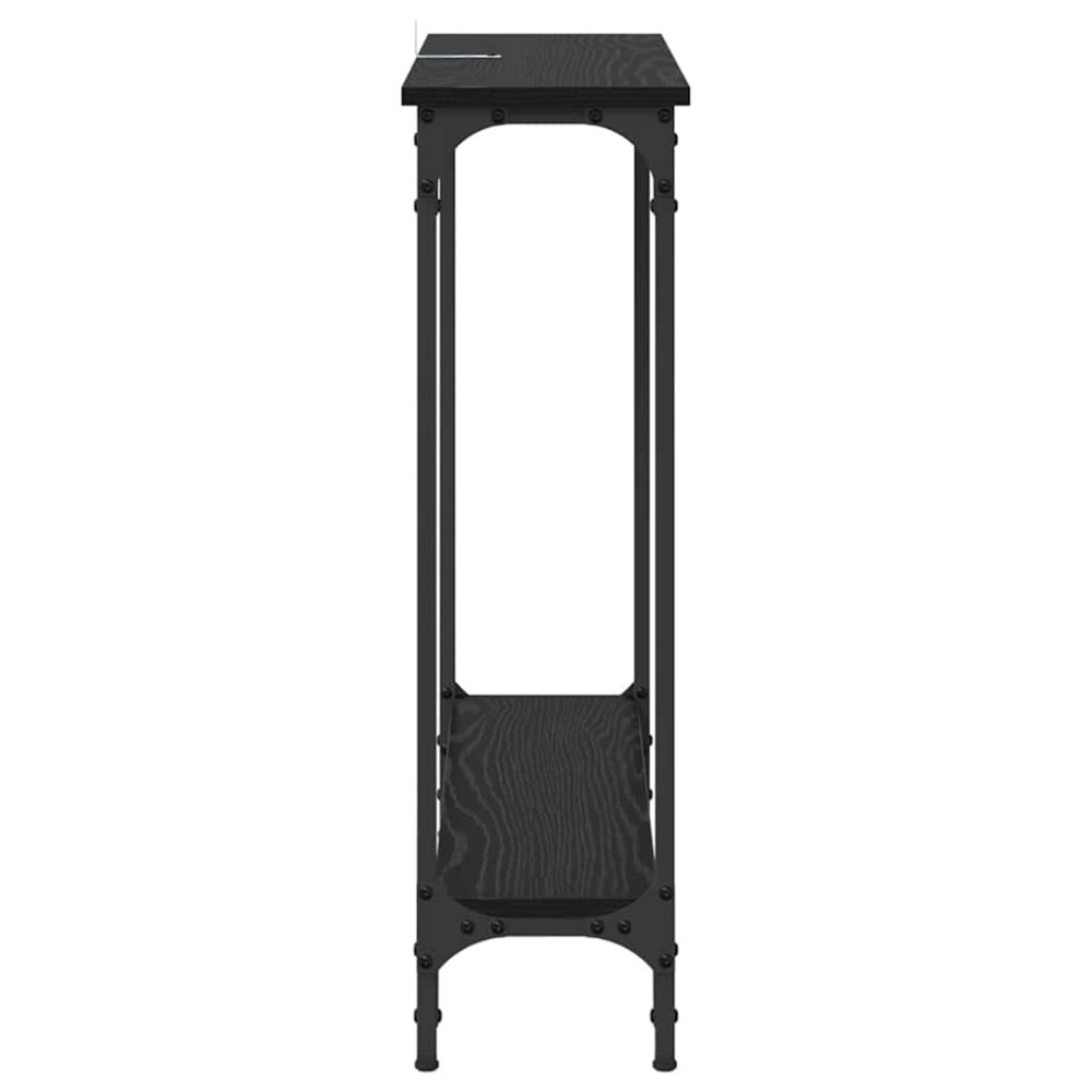 Produktbild för Konsolbord med hylla Svart Ek 75 x 22,5 x 75 cm Konstruerat trä